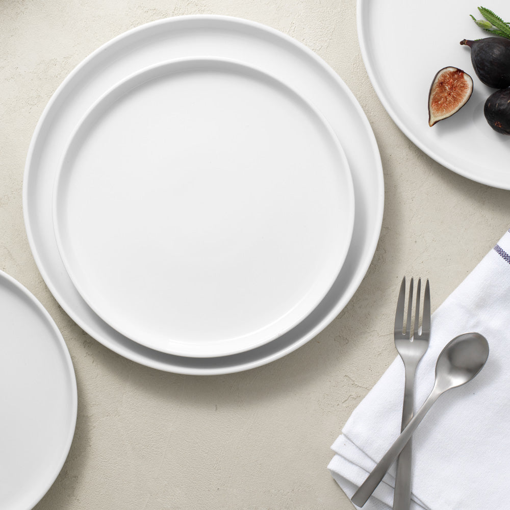 White Ceramic Dinner Plates Set of 4 High Fired Porcelain With a Modern Look Public Goods